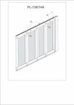 Шторка на ванну складная правая Veconi Palau, PL-73BR, 900x1500, черный матовый, прозрачное стекло