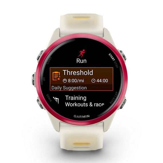 Garmin Forerunner 570 42 мм — малиновый корпус, ремешок слоновая кость/манго