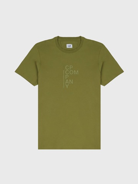 Футболка C.P. Company 30/1 Jersey Vertical Logo Green Moss