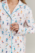 Костюм двойка из сатина с лыжниками - размер S-M