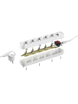 Удлинитель электрический Intro UES550-W с заземлением с выключателем 5 розеток 5 м ПВС 3х0,75мм2 10А белый