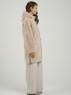 Шуба из шерсти чебурашка тедди, пудровая, SilverFox