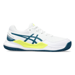 Детские теннисные кроссовки ASICS Gel-Resolution 9 GS Clay Court Shoe Kids - White, Petrol