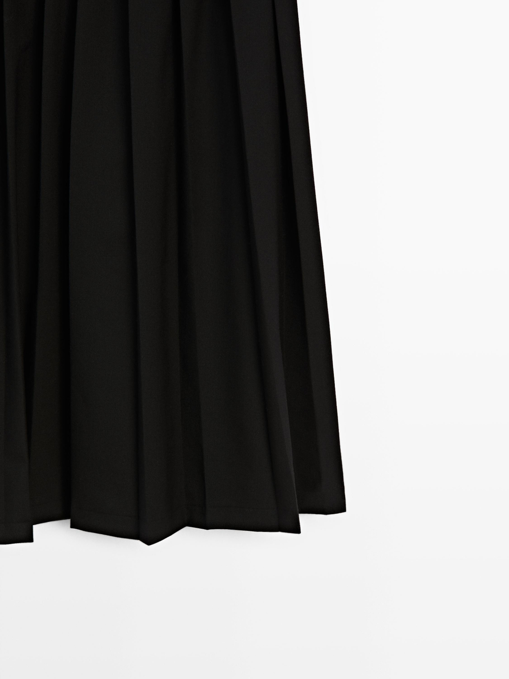 Massimo Dutti Юбка миди из смесовой шерсти с плиссировкой, черный