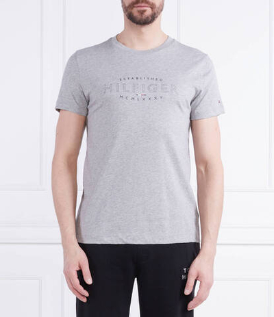 Футболка HILFIGER CURVE LOGO TEE Tommy Hilfiger - серый(MW0MW30034)