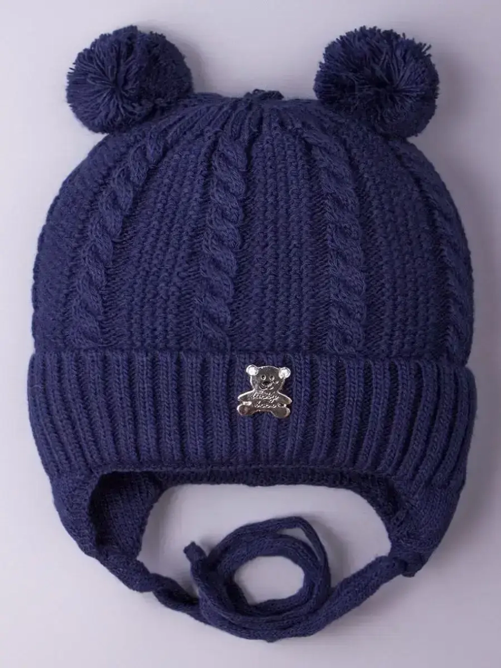 Шапка детская вязаная демисезонная на завязках