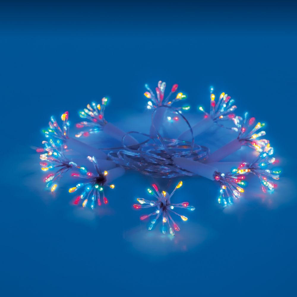 ULD-S0250-200/STA MULTI IP44 STARBURST Гирлянда светодиодная «Звезда», 2,5м. 200 светодиодов. Разноцветный свет. Провод прозрачный. ТМ Uniel