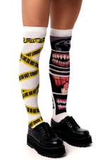 Белые гольфы с принтом по мотивам фильмов-ужасов (Цвет: белый)