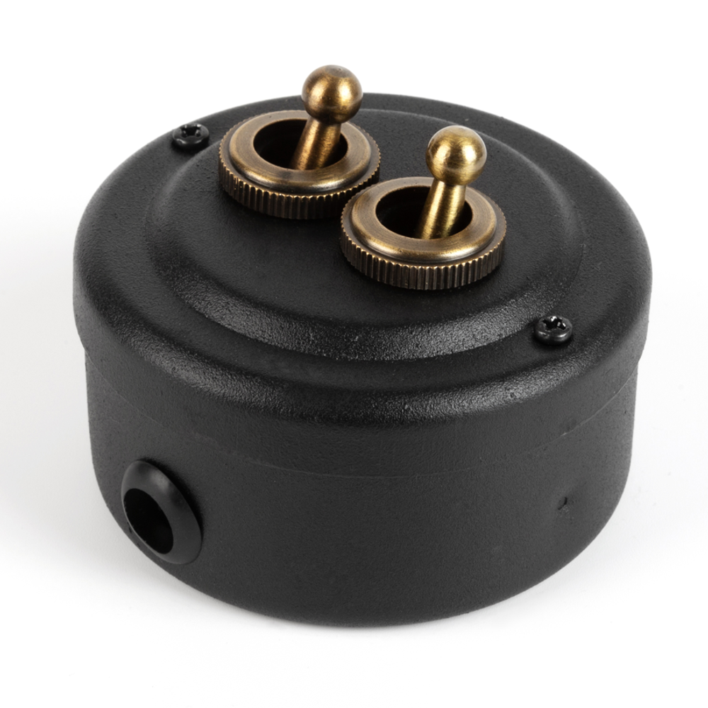 Переключатель (проходной) ретро поворотный 2 кл. Черный "Black matt" VINTAGE-BRASS 30402-5 / 2 группы света, проходной