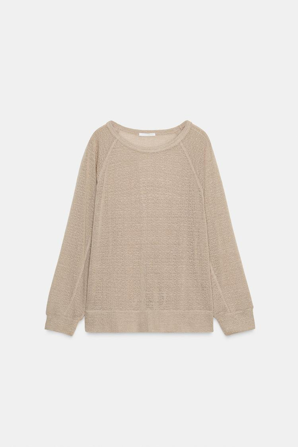 ZARA ДЖЕМПЕР В СТИЛЕ РУСТИК С ДЛИННЫМИ РУКАВАМИ, ПЕСОЧНЫЙ