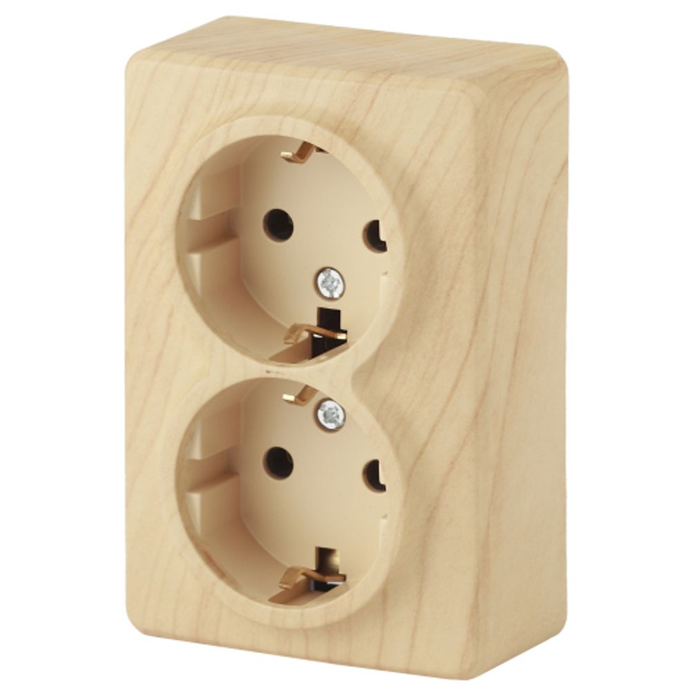 Розетка ЭРА Эксперт 11-2205-11 двойная с заземлением 2х2P+E Schuko 16A-250В IP20 ОУ сосна