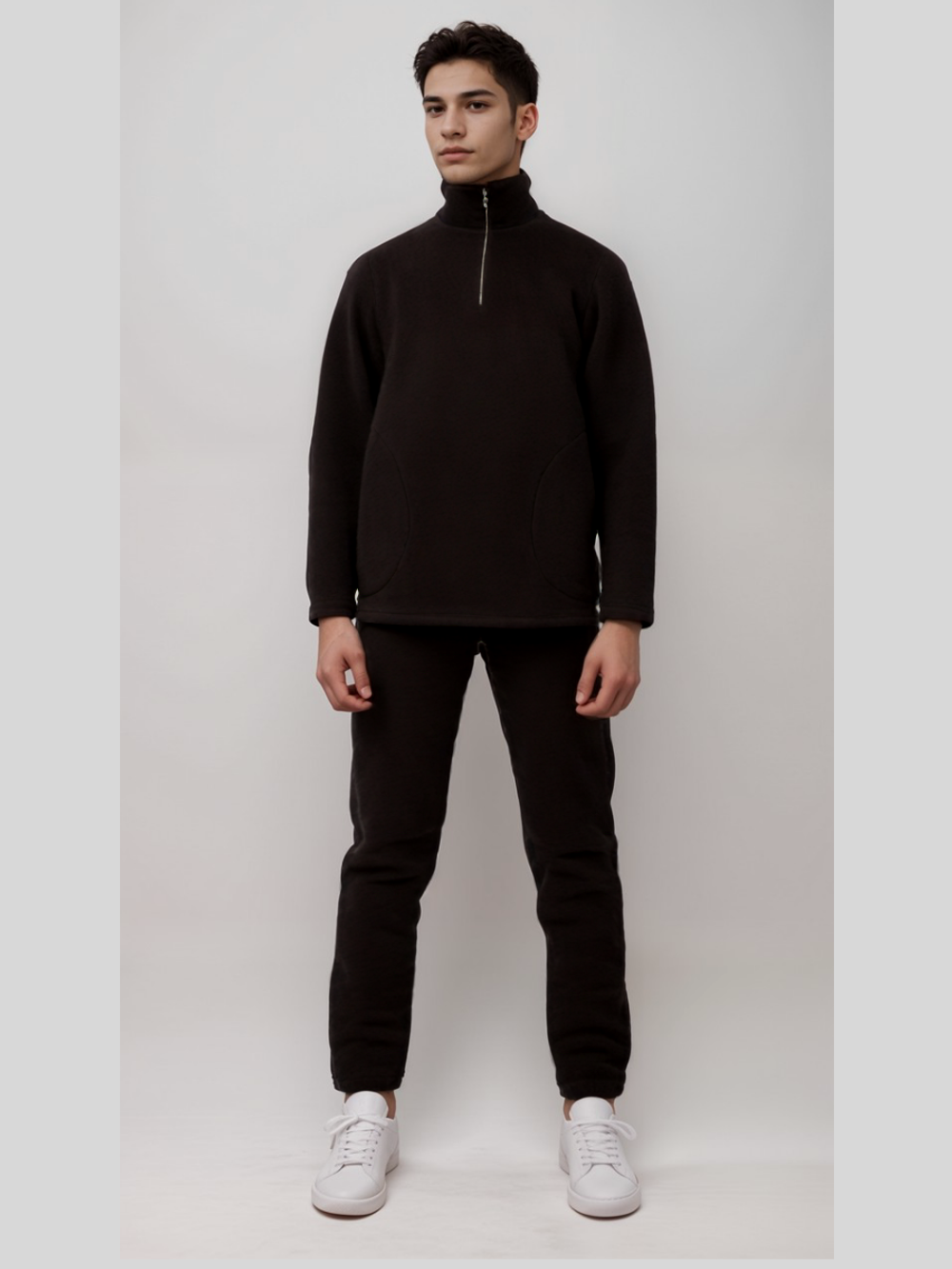 00701 Костюм мужской флисовый черный, ворот на молнии (54)