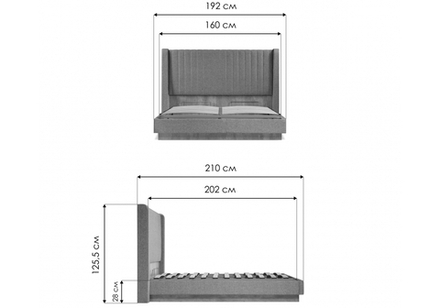 Кровать Woodville Tulip 160х200 с ПМ метрополитан грей, белая матовая