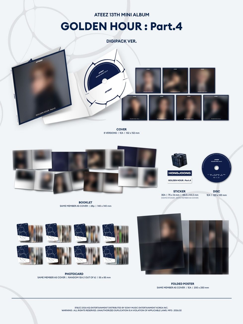 (ПРЕДЗАКАЗ) Альбом ATEEZ - GOLDEN HOUR : PART.4 13th Mini Album DIGIPACK 8 Version SET