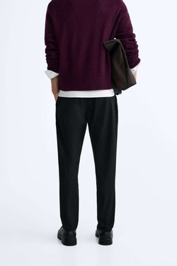 ZARA БРЮКИ SLIM FIT COMFORT, ЧЕРНЫЙ