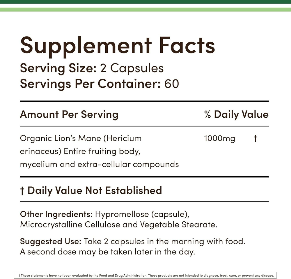 Double Wood Supplements - Lion's Mane Mushroom 120 capsules