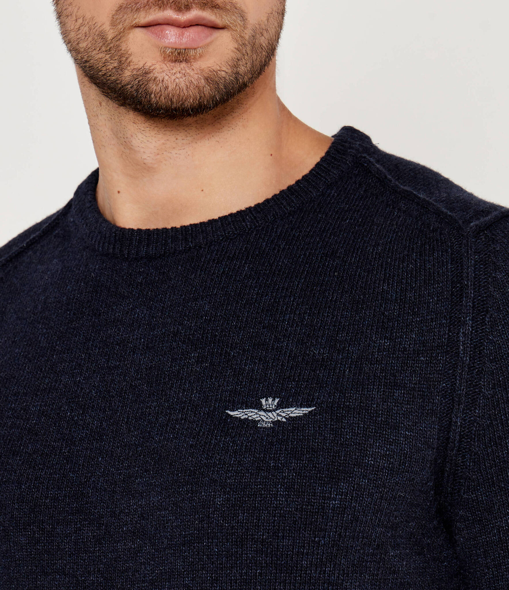 Шерстяной свитер Aeronautica Militare - темно-синий(MA1518L417)