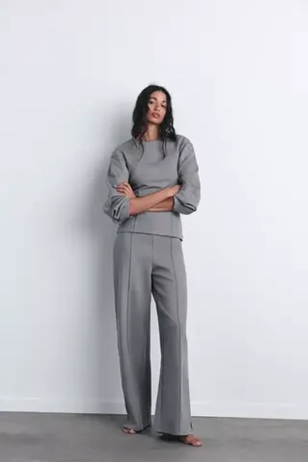ZARA ТОП ОБЛЕГАЮЩЕГО КРОЯ С БЛОКИРОВКОЙ, СЕРЫЙ