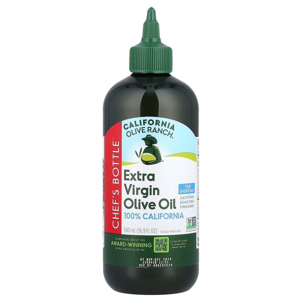 California Olive Ranch, Chef's Bottle™, нерафинированное оливковое масло высшего качества, 100% от штата Калифорния, 500 мл (16,9 жидк. унции)