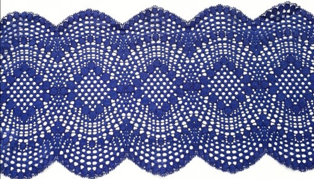 Эластичное кружево, 19,5см, темно-синий, (Арт: EK-1061), м