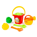 4498/Набор 158: ведро-цветок среднее+ситечко-цветок+совок+грабельки+2формочки+лейка малая/5