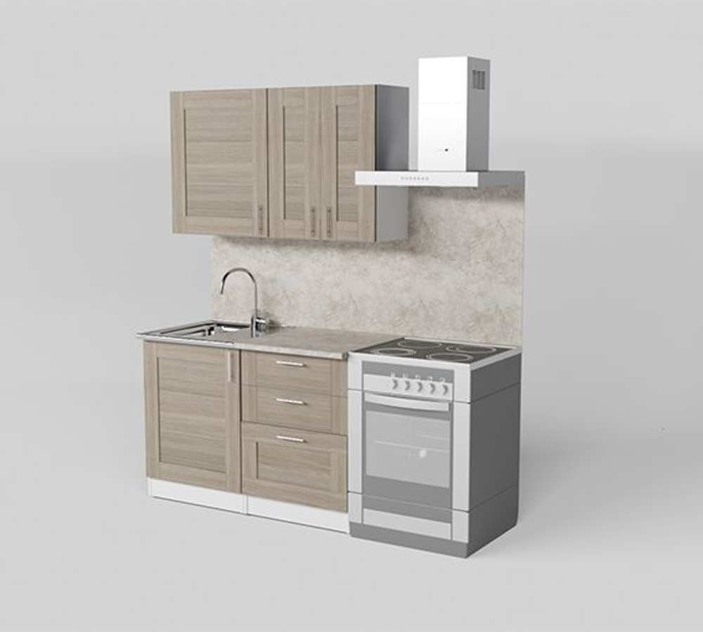 Кухонный гарнитур Антика лайт 1200 мм (Белый глянец/Дуб браун, Аламбра темная)