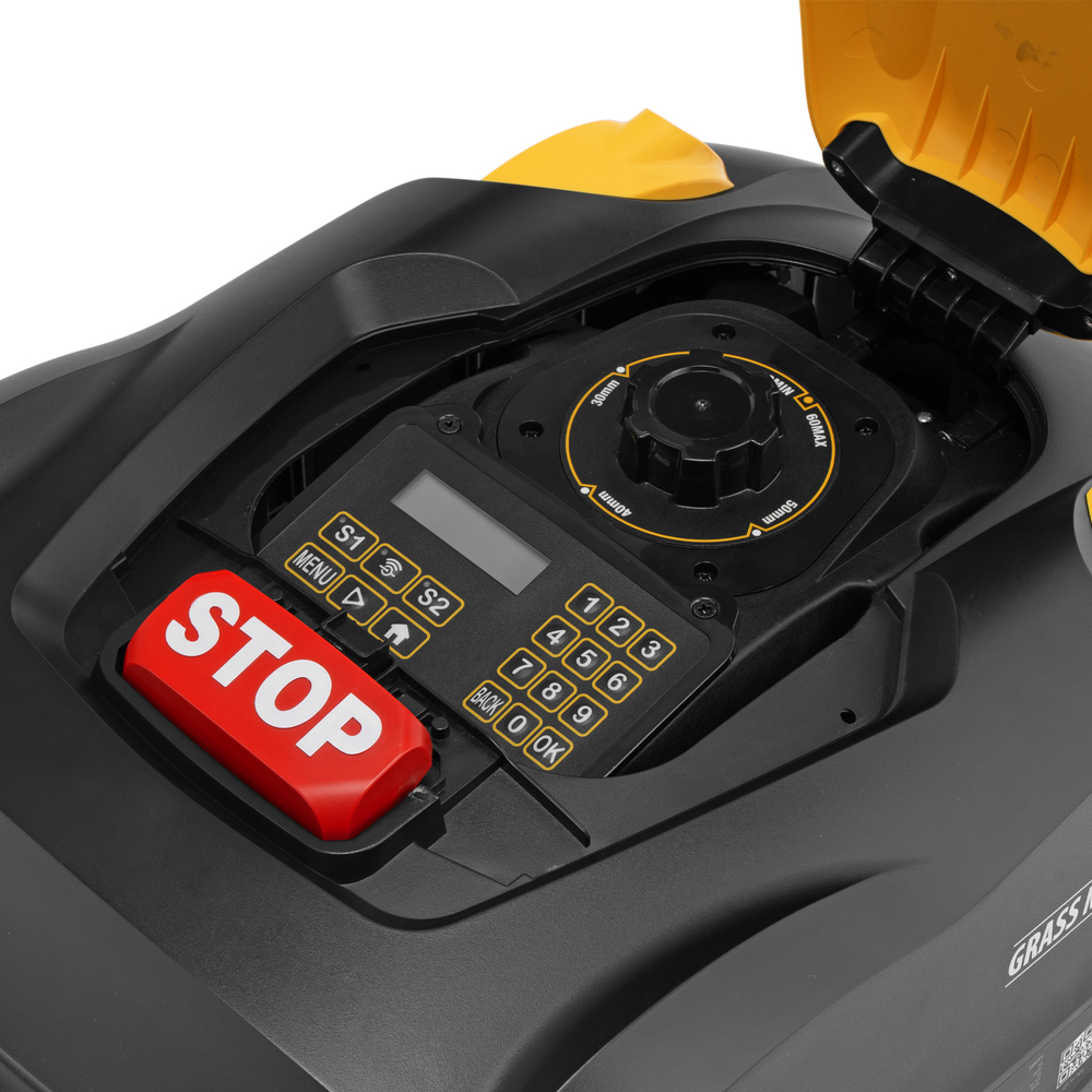 Робот-газонокосилка Grass Master 1000, ультразвуковой датчик, 3 Ач, LCD дисплей, Wi-Fi // Denzel