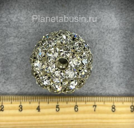 Бусина люкс (Корея) большая ажурная с крупным цирконом 0432