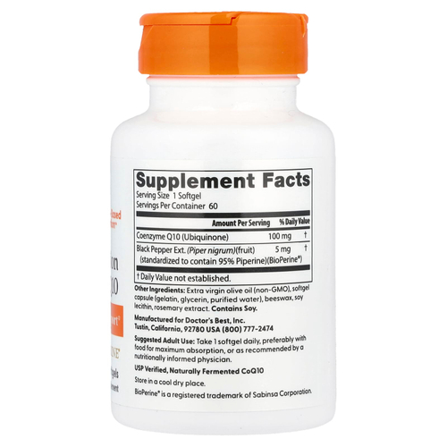 Doctor's Best, легкоусвояемый коэнзим Q10, 60 капсул