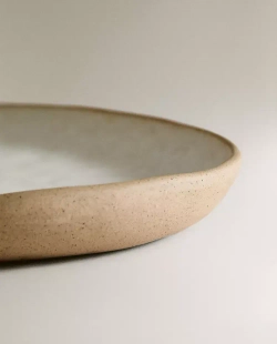 ZARA HOME ОВАЛЬНОЕ БЛЮДО С РЕЛЬЕФНЫМ УЗОРОМ, ЖЕЛТОВАТО-БЕЛЫЙ