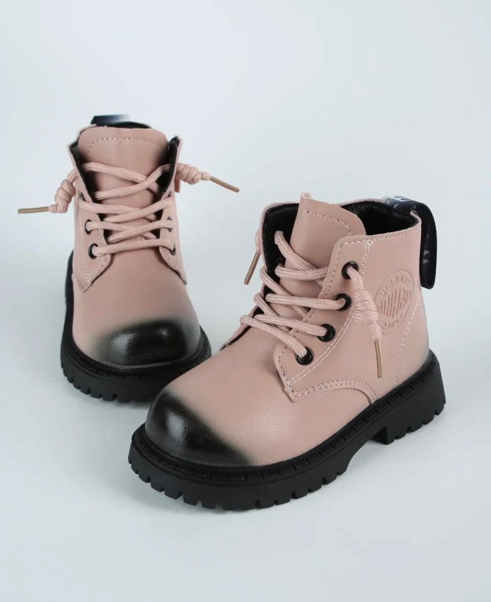 Зимние кожаные розовые ботинки для девочки Buba Pink
