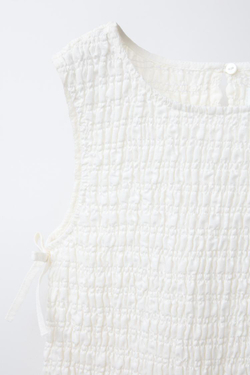 ZARA ЭЛАСТИЧНЫЙ ТОП С БАНТАМИ, БЕЛЫЙ