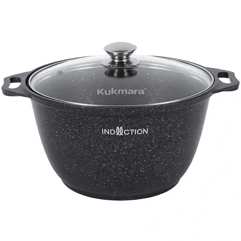 Кастрюля 6,5л со стекл. крышкой, АП (темный мрамор)