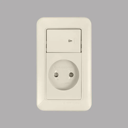 Розетка с выключателем Shin Dong-A,WST 1022, бежевый