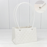 Пакет подарочный 19х12х10.5см Ваза для цветов "Ромбы" (Белый)