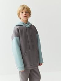 Худи колор блок "Графит/Турмалин" утепленное 7+