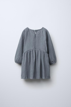 ZARA ПЛАТЬЕ ИЗ РЕЛЬЕФНОЙ ТКАНИ, СТАЛЬНОЙ СИНИЙ