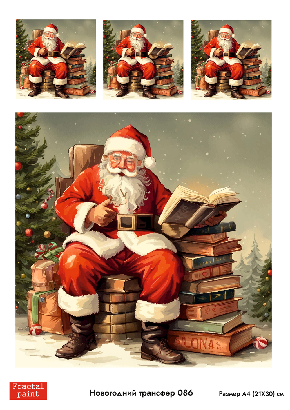 Трансфер для декупажа переводной рисунок для поверхностей новогодний 086