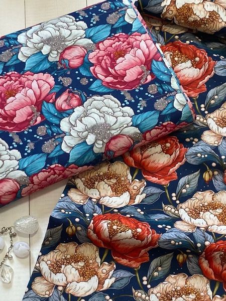 РОЗОВО-БЕЛЫЕ РОЗЫ И ЖЕМЧУГ  100% хлопок Handmade Fabrics 7