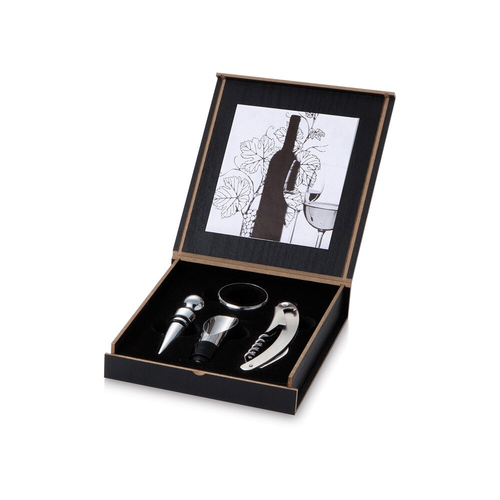 Набор для вина "Belgio" черный/серебристый