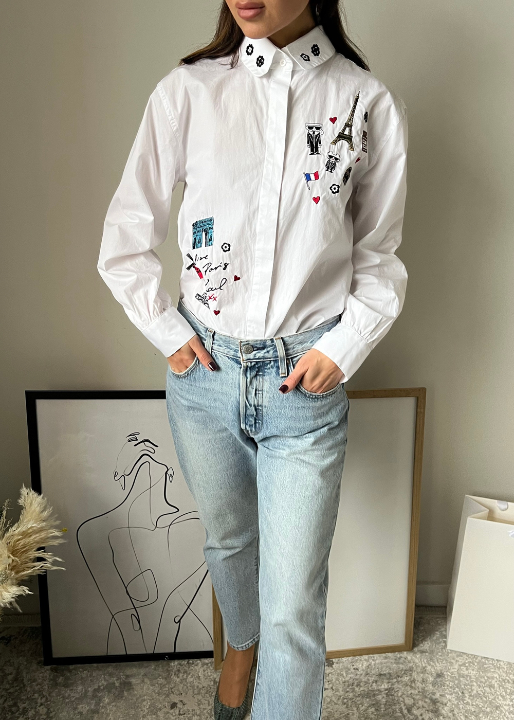 Хлопковая рубашка Karl Lagerfeld, S-M