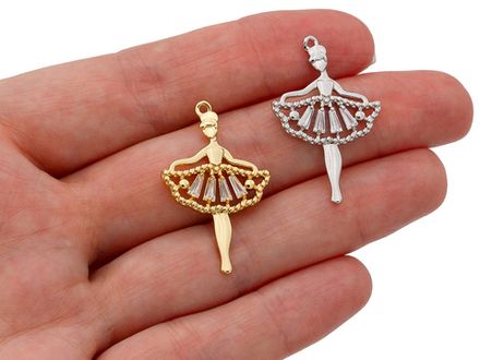 Подвеска "Балерина" 30,5мм, со стразами и кристаллами