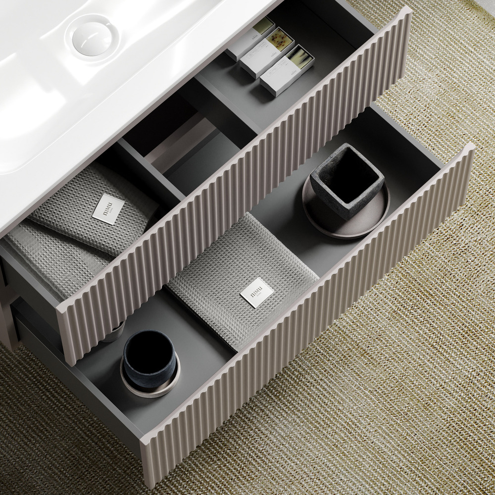 Тумба подвесная Sancos Snob R, Doha Soft 995х445х500, под столешницу с отверстием под смеситель, цвет Black Sky