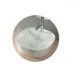 Раковина накладная овальная, с полочкой для смесителя 405x405x120 мм SPIN 40 CG.23597 мрамор белый