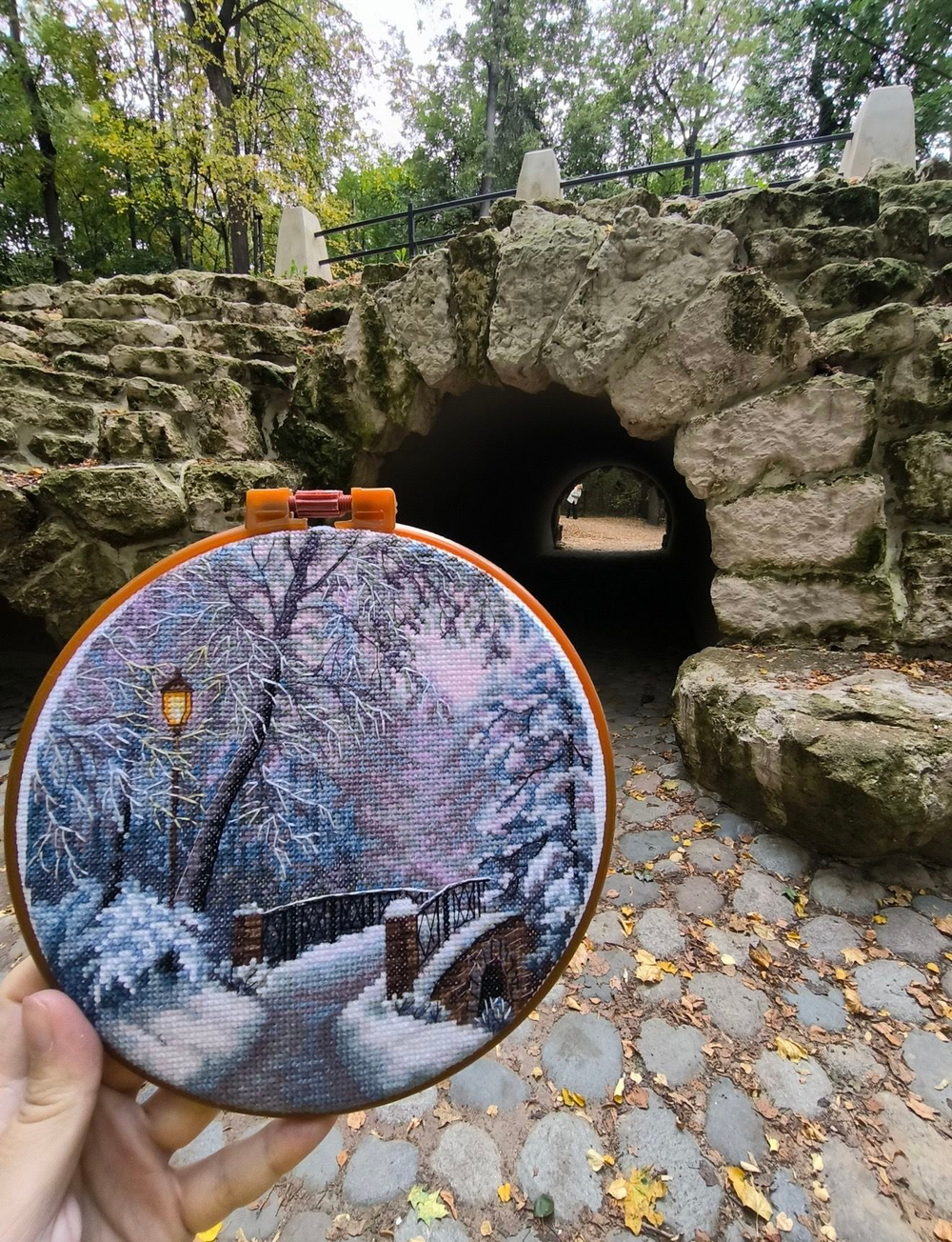 Набор для вышивания крестом Искусница "Тишина заснеженного моста"