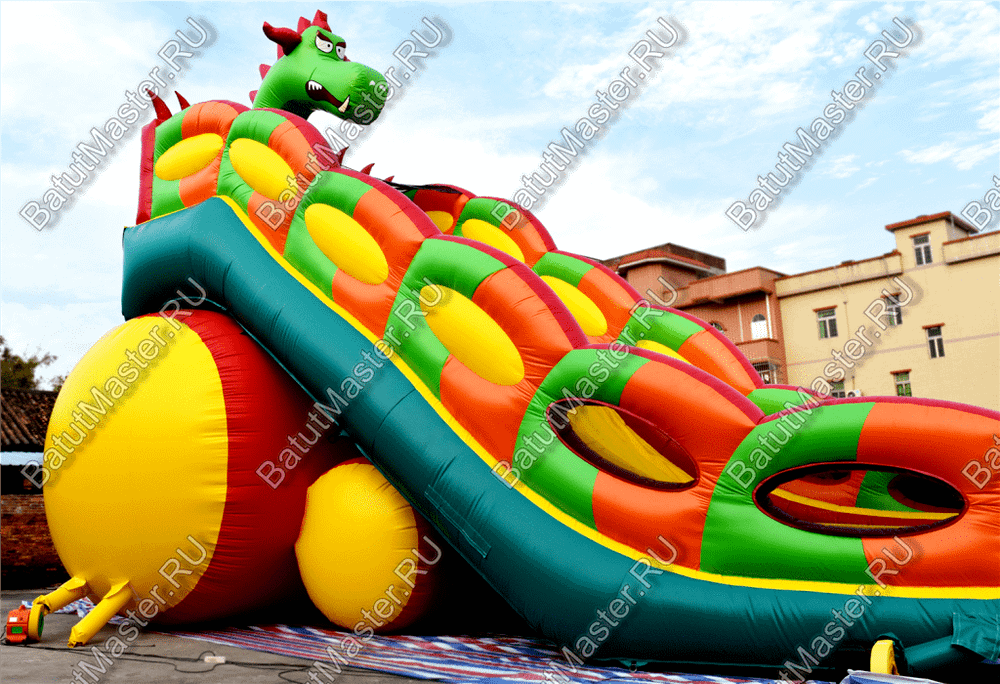 Батут-горка "Дракон 2" без шипов, 10*5*8 м