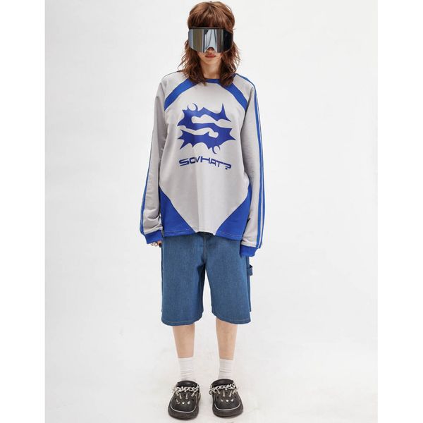 Лонгслив джерси серый / синий - фото 7