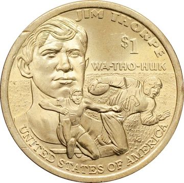 1 доллар (dollar) 2018 P США «Коренные Американцы - Джим Торп "Уа-То-Хак"»