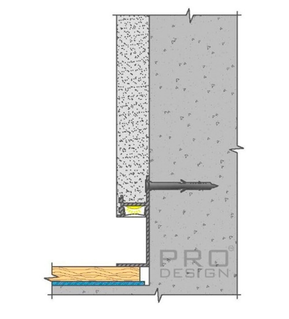 Теневой плинтус скрытого монтажа Pro Design 7210 анодированный, 2700x17,5x48,5 мм