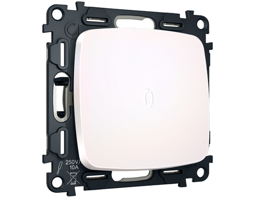 MO202055 Комплект механизма 1-кл выключателя с самовозвратом с подсветкой 5600K OMEGA Жемчуг QUANT (OP2020, VM113, G14W)